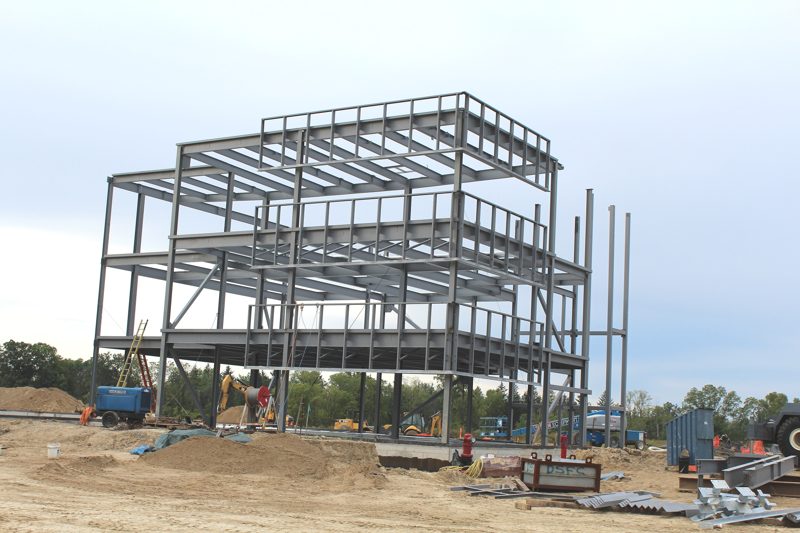 Steel frame commercial building under construction